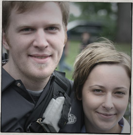 [photo: James & Rachael at the bike race]